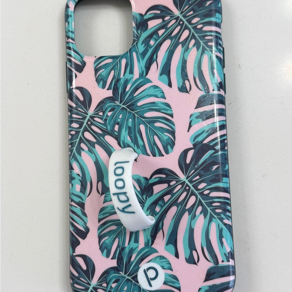Loopy Case Monstera Leaf Phone Case - Pink and Teal